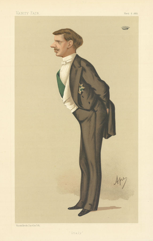 VANITY FAIR SPY CARTOON Costantino, Count Nigra 'Italy' by Ape. Diplomats 1886